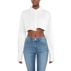 Amazon White Button Down Crop Shirt